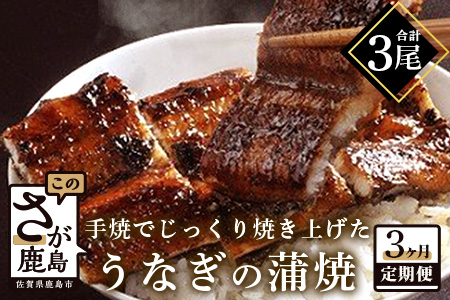 国産 うなぎの蒲焼（１尾入り）３か月定期便  |大型サイズ 国産 鰻 ウナギ 蒲焼き タレ付き 密封パック入り 佐賀県 鹿島市 冷蔵　E-81 ３か月定期便（１尾入り）