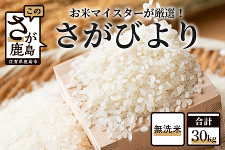 E-99 佐賀県産 厳選さがびより（無洗米）白米 ３０kg