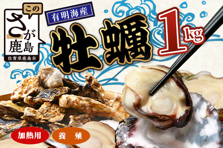 AA-12 有明海産 養殖牡蠣 1kg 冬季限定｜殻付き生牡蠣｜加熱調理用｜新鮮 佐賀県産 カキ【レンジで簡単調理】お正月 夕食 おつまみ おかず 佐賀県 鹿島市