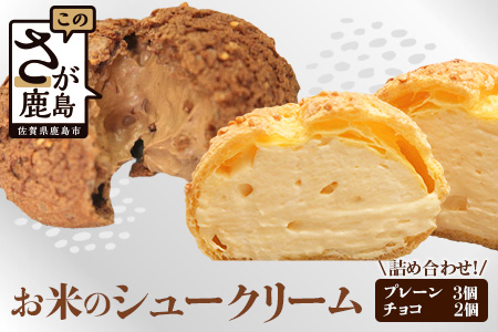 AA-41 お米のシュークリーム詰め合わせ（プレーン３個・チョコ２個）【バレンタイン・ホワイトデー対応可】