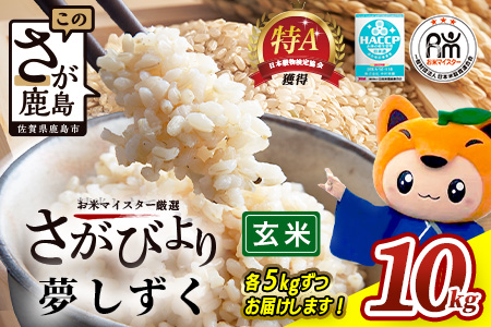 B-120 令和7年産 佐賀県産 さがびより 夢しずく 玄米 合計10kg (5kg×2種) 【お米マイスター厳選】