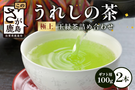 佐賀県産  うれしの茶　極上玉緑茶 100g×2本  詰め合わせ（ギフト用）美味しいお茶を贈り物に ご自宅用にもおススメ 嬉野茶 緑茶 日本茶 リーフ 茶葉 B-752