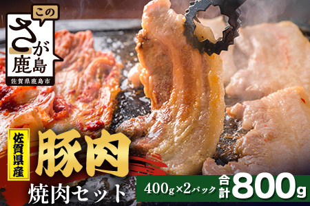 【配送月指定対応可】佐賀県産 豚肉 焼肉セット 400g×2（合計800g）B-867 お肉 豚 肉 焼き肉 やきにく ロース バラ スライス