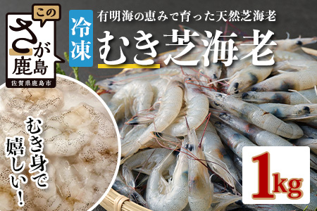 佐賀県有明海産 天然芝海老むき身(加熱用) 1kg(100g×10袋）｜海老 エビ 剥き 真海老 国産 加熱用 使い切り 水洗い不要 簡単調理 ストック 主婦の味方 佐賀県鹿島市 人気 送料無料　C-146 天然芝海老むき身 1kg(100g×10袋）加熱用