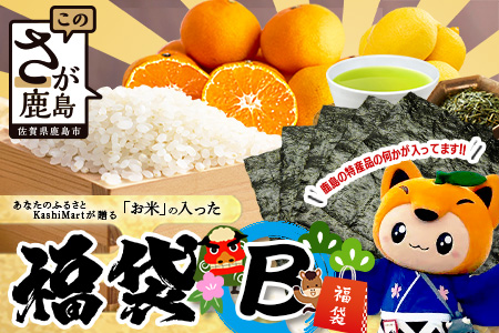 あなたのふるさとKashiMartが贈る「お米」の入った福袋B D-282 新年 年末 お正月 年始 佐賀 鹿島 九州 米 こめ コメ 精米 海苔 みかん レモン