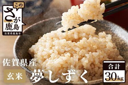 F-8【令和6年産米】佐賀県産 夢しずく 玄米 ３０ｋｇ