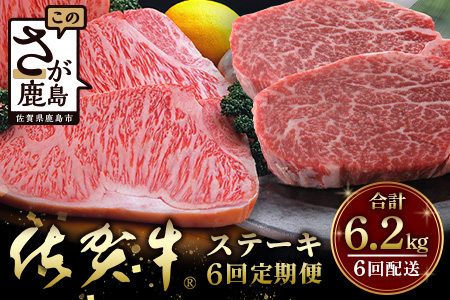 【６回定期便】 佐賀牛Ａ５ランク 大還元祭！！総重量5.7キロ＋500ｇ肉の女王ヒレステーキとサーロインステーキ ６回定期便 今だけ！佐賀牛ロース肉しゃぶしゃぶ用500ｇ付き W-9