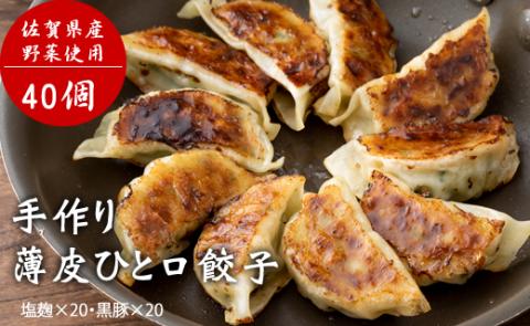 手作り薄皮ひと口餃子セット(各20個 X 2）（塩麹、黒豚）ギョウザ 送料無料 冷凍 便利 簡単調理  佐賀