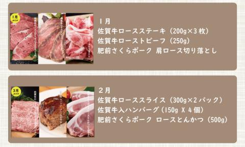 【定期便】 (年6回/隔月お届け) 佐賀牛with肥前さくらポーク お肉の定期便 奇数月