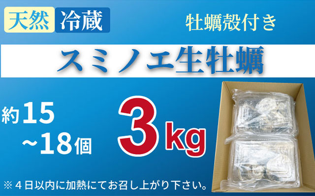 【2月配送】【先行予約】※指定日必須※ 天然 有明海産「冷蔵スミノエ牡蠣」スミ☆スター3Kg 殻付き牡蠣 はしま海苔