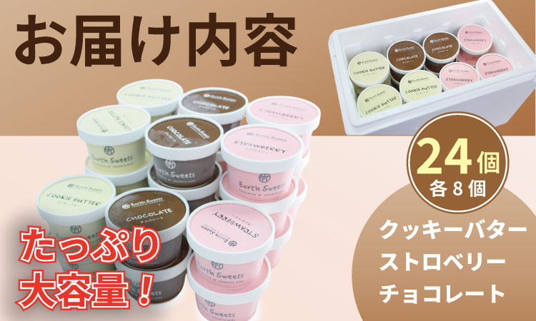 Earth Sweets カップアイス 3種24個セット 【竹下製菓 】 アイス クリーム スィーツ チョコレートアイスクリーム