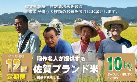 【定期便】 (12ヶ月連続お届け) 毎月お届け 佐賀ブランド米 定期便 白米10kg