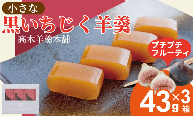 ちいさな 黒いちじく羊羹 小3本入り（43g x 3本） 高木羊羹本舗 和菓子 フルーツ 無花果 ようかん 小城羊羹 お茶 ミニサイズ 一口サイズ 小分け スポーツ ゆうパケット便