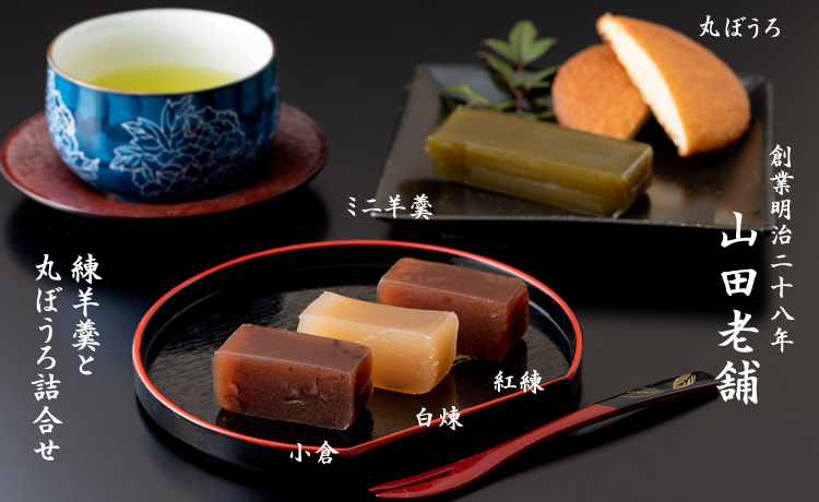 小城羊羹（煉3本、ミニ羊羹2本）と丸ぼうろの詰合せ 山田老舗  和菓子 贈答 プレゼント 贈り物 送料無料