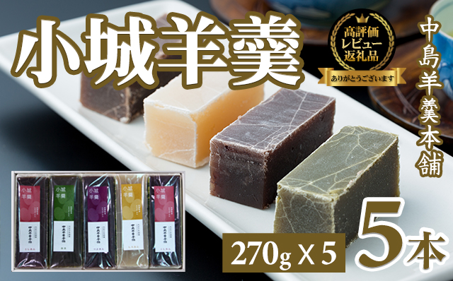 小城羊羹5本入セット 中島羊羹本舗 羊羹 ようかん ギフト 羊かん 和菓子 お茶菓子 詰め合わせ 贈答用 スイーツ 佐賀 送料無料