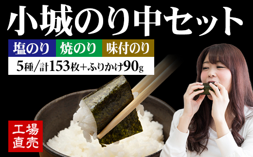 工場直送！ 小城のり（中）5種セット 井口食品 有明海産海苔 加工海苔セット　海苔 のり 味のり 焼のり 有明海産 焼き海苔 味付け海苔 味のり 高級 有明海 詰め合わせ ギフト 食品 人気 ランキング 高評価 佐賀のり