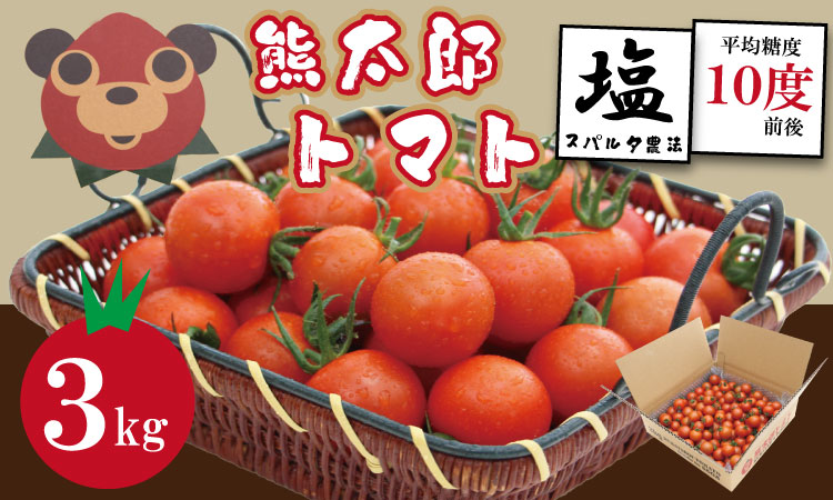 【先行予約】【令和8年1月中旬頃より出荷】熊太郎とまと （3kg）甘さ 濃縮 トマト 塩 スパルタ 栽培 ビタミン豊富 採れたて　ベアーズファーム 佐賀県産 tomato トマト