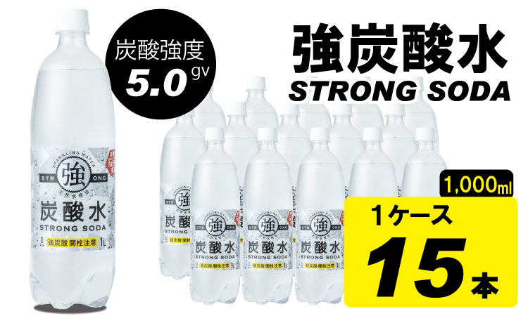 強炭酸水(ストロングスパークリングウォーター)1L×15本 送料無料 健康と美容 ハイボール ソーダ 割り材 天然水 水・ミネラルウォーター 炭酸飲料 ペットボトル 送料無料 人気 ランキング 高評価