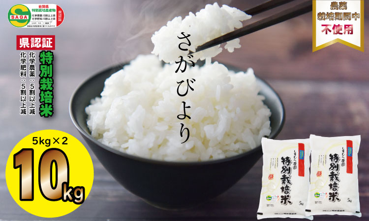 令和6年度産 もっちり艶々「農薬:栽培期間中不使用」さがびより(5kg×2袋)しもむら農園 新米 一等米 精米 白米 ブランド米 お米 白飯 人気 ランキング 高評価 お米