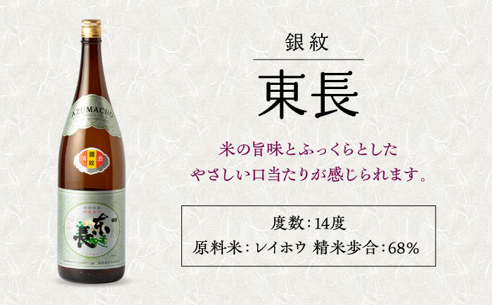 【6回定期便】銀紋東長 1.8L 1本 【瀬頭酒造】 [NAH068] 日本酒 酒 地酒 東長 佐賀県 嬉野市