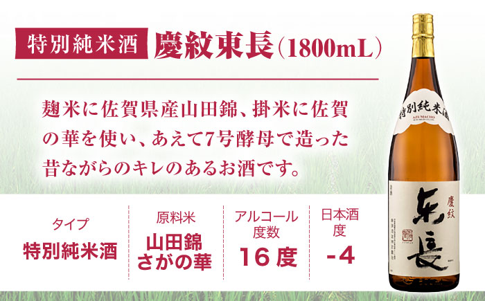 【3回定期便】特別純米酒 慶紋東長 1.8L【瀬頭酒造】 [NAH087]