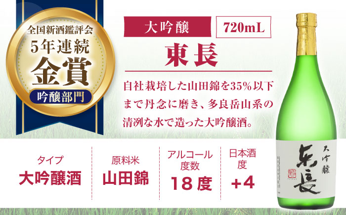 【3回定期便】東長 大吟醸 華やか飲み比べ 2種(大吟醸 東長 しずく搾り・大吟醸　東長) 720ml【瀬頭酒造】 [NAH107]