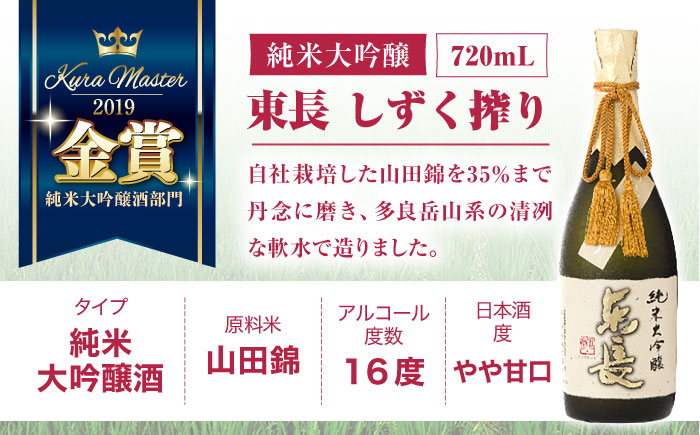 【3回定期便】東長 贅沢飲み比べセット 3種(純米大吟醸 東長　しずく搾り・大吟醸　東長　しずく搾り・大吟醸　東長) 720ml【瀬頭酒造】 [NAH115]