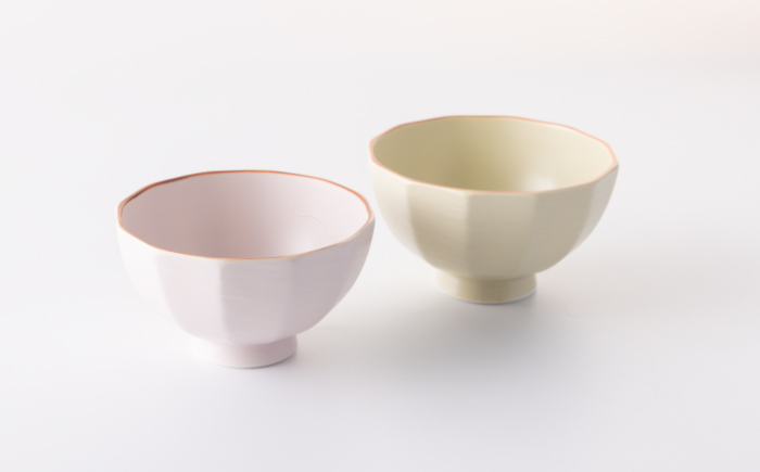 マカロン 面取 茶碗 4点 【江口製陶所】 NAZ011