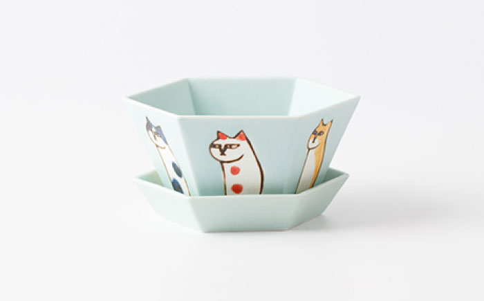 [肥前吉田焼] 六猫 プランター 1点 (ブルー・ピンク・イエロー・ホワイト)【副武製陶所】 [NAZ317]