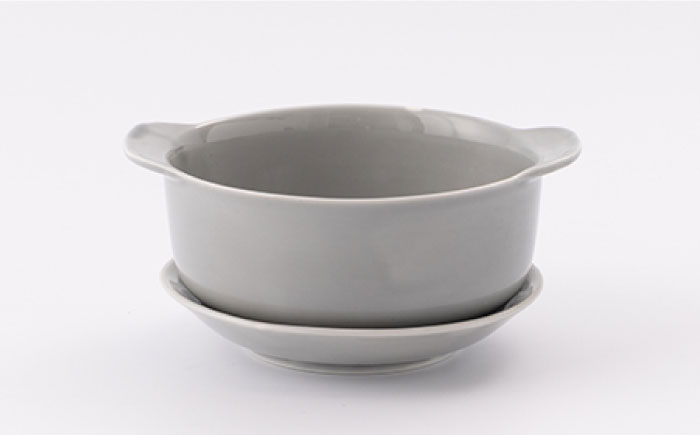 [肥前吉田焼]カラフル グラタン皿 耐熱 丸型 グリーン・グレイ 2点セット【新日本製陶】 [NAZ406]