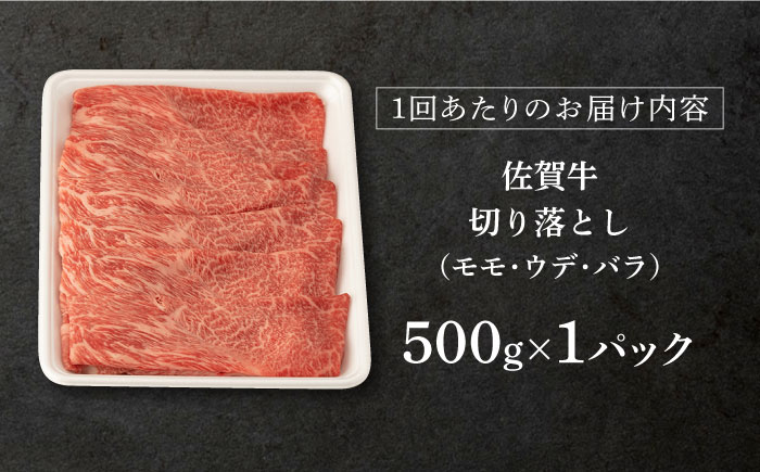 【6回定期便】【先行予約】 佐賀牛 切り落とし 500g (総計 3.0kg)【桑原畜産】 [NAB033] 牛肉 佐賀県産 黒毛和牛 切落し きりおとし