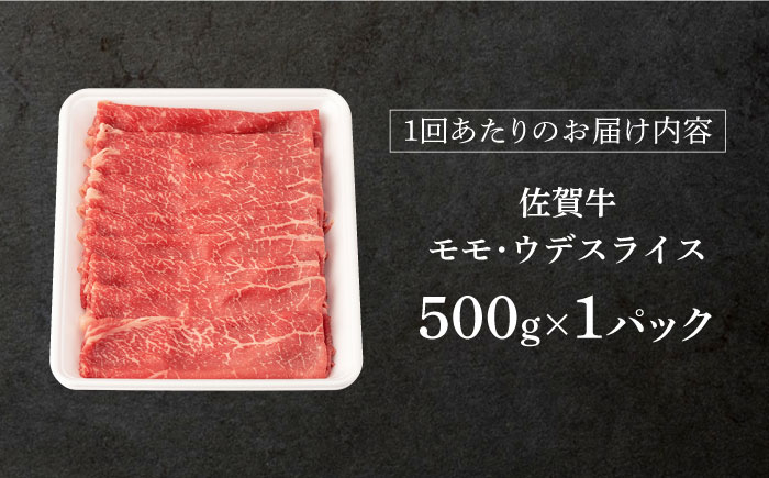 【12回定期便】 佐賀牛 モモ・ウデ スライス 500g (総計 6.0kg)【桑原畜産】 [NAB043] 牛肉 佐賀県産 黒毛和牛 すきやき 鍋