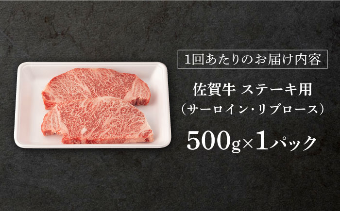 【6回定期便】 佐賀牛 ロース ステーキ用 500g (2枚入りセット)【桑原畜産】 [NAB063] 佐賀牛 牛肉 ロース ステーキ 佐賀牛 牛肉 ロース ステーキ