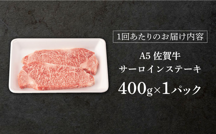 【6回定期便】 佐賀牛 A5 サーロイン ステーキ用 400g (2枚入りセット)【桑原畜産】 [NAB069] 牛肉 佐賀県産 黒毛和牛 サーロインステーキ 焼肉 BBQ