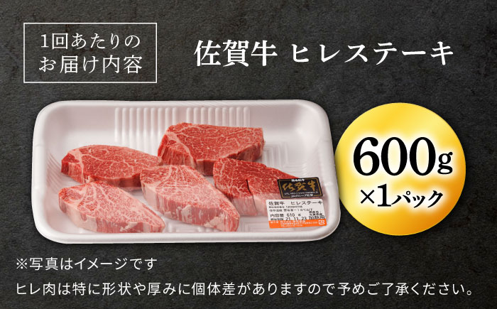 【6回定期便】【先行予約】 佐賀牛 ヒレ ステーキ 600g【桑原畜産】 [NAB079] 佐賀牛 牛肉 ヒレ ステーキ 佐賀牛 牛肉 ヒレ ステーキ 佐賀牛 牛肉 ヒレ ステーキ