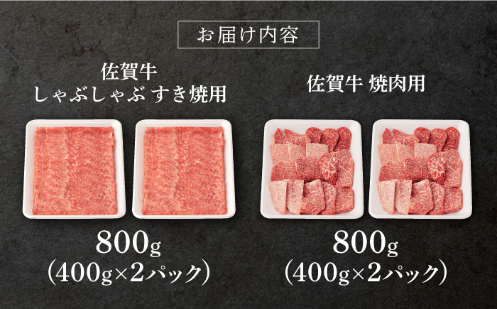 【2025年12月発送】佐賀牛 A5 堪能セット (しゃぶしゃぶ すき焼き用 ・ 焼肉用) 計1.6kg(400g×4P) 【桑原畜産】 [NAB098] 牛肉 佐賀県産 黒毛和牛  すきやき 焼肉 BBQ バーベキュー 食べくらべ