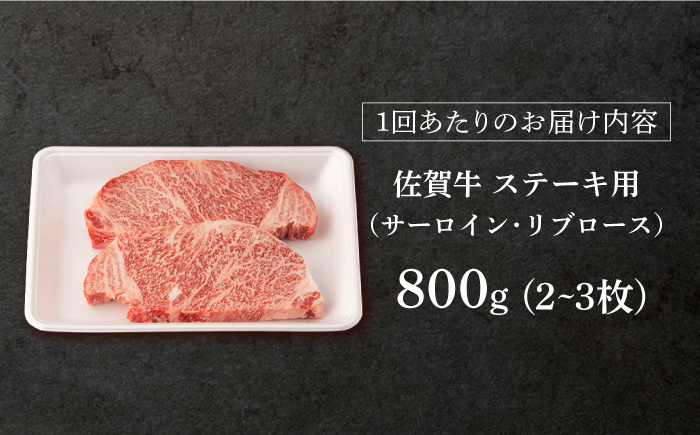 【12回定期便】佐賀牛 ステーキ用 800g 【桑原畜産】 [NAB132] 牛肉 佐賀県産 黒毛和牛 ロースステーキ 焼肉 BBQ