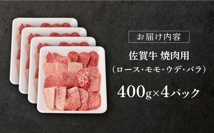 【2026年2月発送】佐賀牛 A5 厳選部位 焼肉用 計1.6kg(400g×4p)【桑原畜産】 [NAB425] 佐賀牛 牛肉 焼肉 BBQ 佐賀牛 牛肉 焼肉 BBQ