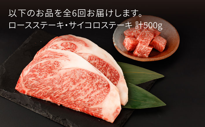 【6回定期便】佐賀牛 ロースステーキ・サイコロステーキ セット 計500g【一ノ瀬畜産】 [NAC150] 牛肉 佐賀県産 黒毛和牛 ロース ステーキ 定期便