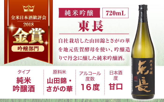 【6回定期便】東長 和洋中 最高のペアリングセット 3種(大吟醸 東長・純米吟醸　東長・特別純米酒　慶紋東長) 720ml【瀬頭酒造】 [NAH112]