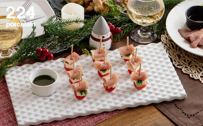 ダイヤ彫 長角板皿 1点【224porcelain】 [NAU197]