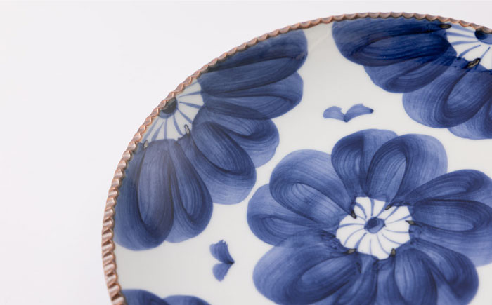 いげ皿 染ソフィア (青) 21cm 1点 【辻与製陶所】 NAZ502