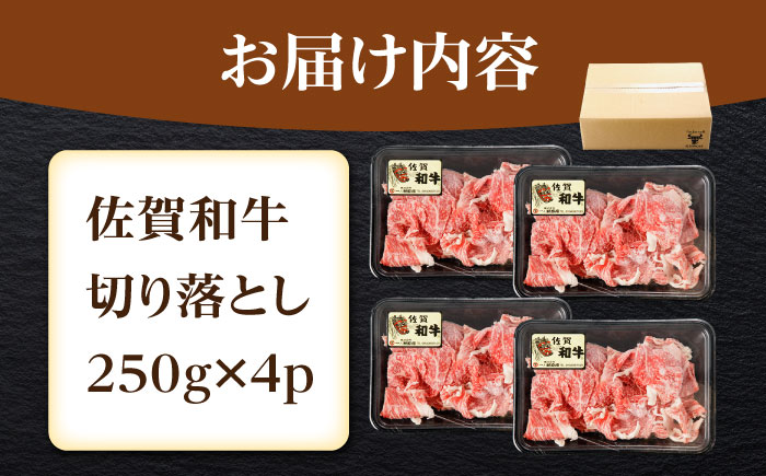 佐賀和牛 切り落とし 計1kg(250g×4p)【一ノ瀬畜産】 [NAC031] 牛肉 佐賀県産 黒毛和牛 きりおとし