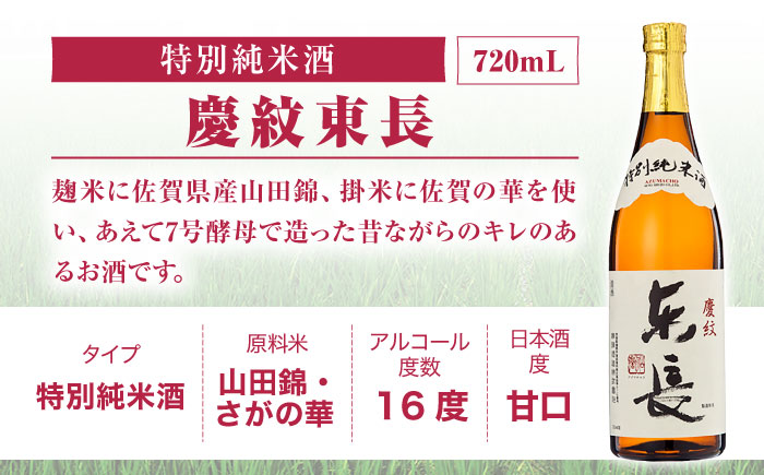 【3回定期便】東長 純米飲み比べセット 3種(純米吟醸　東長・純米東長・慶紋東長) 720ml【瀬頭酒造】 [NAH118]