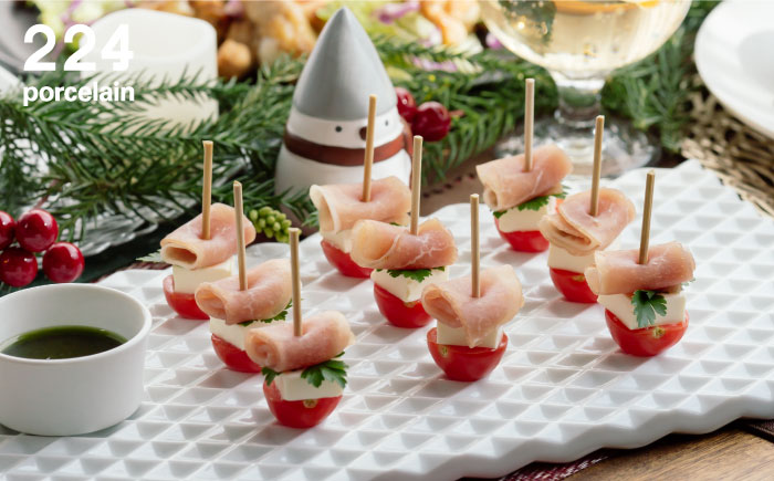 ダイヤ彫 長角板皿 1点【224porcelain】 [NAU197]