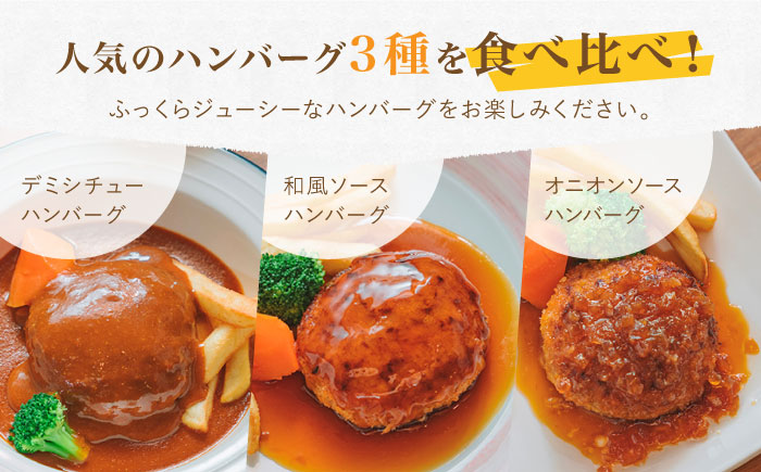 〈メディア紹介多数〉ぎゅう丸の人気ハンバーグ 3種 バラエティ セット 計4個 【ぎゅう丸】 [NCQ010] ハンバーグ 名店 デミシチュー 和風 オニオン 食べくらべ ギフト