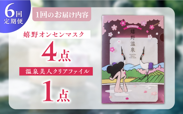 【6回定期便】嬉野オンセンマスク マンスリーセット（温泉美人クリアファイル付き）【ボンジュール株式会社】 [NCV102]