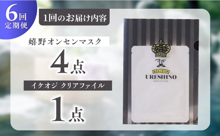 【6回定期便】嬉野オンセンマスク マンスリーセット（イケオジクリアファイル付き）【ボンジュール株式会社】 [NCV108]