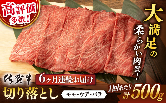 【6回定期便】【先行予約】 佐賀牛 切り落とし 500g (総計 3.0kg)【桑原畜産】 [NAB033] 牛肉 佐賀県産 黒毛和牛 切落し きりおとし