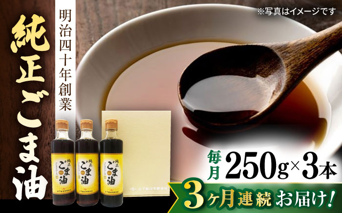 【3回定期便】純正ごま油 ギフトセット 250g×3本【山下製油】 [NBE104] ごま油 胡麻油 ゴマ油 油 ごま油 胡麻油 ゴマ油 油
